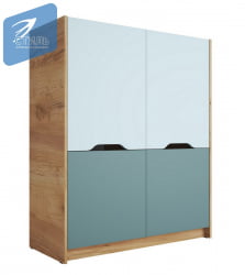 Зеленый шкаф РИCХ ШК-004 Мята/Сумеречный голубой/дуб крафт золотой / RICH
