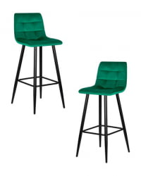Стул барный ДОБРИН НИCОЛЕ (черные матовые ножки, зелёный велюр (108-64)) 2 шт / DOBRIN NICOLE
