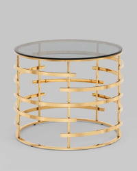 Круглый стол из стекла Инфлюэнс 60*60 стекло смоке сталь Золото / smoke