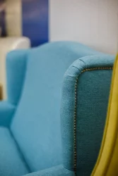 Диван с деревянными ножками Денди Голубой