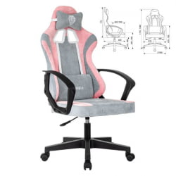 Кресло компьютерное БРАБИКС Форсер ГМ-127, 2 подушки, ткань, розовое/серое / BRABIX Forcer GM-127,