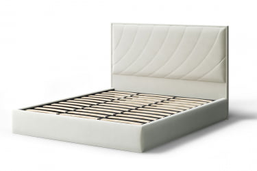 Кровать СОФИЯ 2000*1200мм (без опор), велюр Бренди лайт 02 (серо-белый), (б/основания, б/матраса)