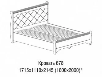 Кровать двойная 1600 с низкой спинкой Флоренция 678  Дуб оксофрд