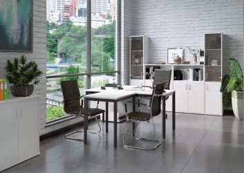 Рабочее место для руководителя СЛИМ СЙСТЕМ РМ2 Белый-Антрацит / SLIM SYSTEM