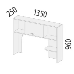 Надстройка Эверест 500.19 Дуб Кронберг/Белый шпон/Плаза Стоун