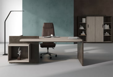 Кабинет руководителя ВООД&СТОНЕ №01 Бетон Чикаго темный Дрифтвуд / WOOD&STONE