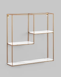 Полка Скуаре золотая Белый мрамор / Square