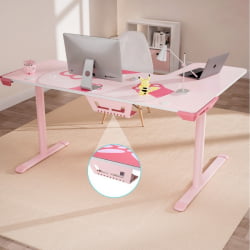Компьютерный стол ЕУРЕКА ЕРК-Л60Л-ПК-В2 (левый), розовый / EUREKA ERK-L60L-PK-V2