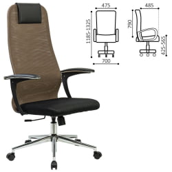 Кресло руководителя БРАБИКС ПРЕМИУМ Ултимате ЕКС-801 хром Черное/коричневое / BRABIX PREMIUM Ultimate EX-801