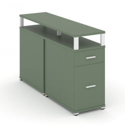 Тумба двухсторонняя опорная приставная с ящиком, распашным фасадом и надставкой CОНCЕПТ CН.ДТГО-006 Б/В Кобо Белый / CONCEPT CN.DTGO-006 B/W