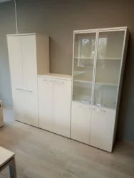 Шкаф высокий со стеклом ГЛОСС ЛИНЕ 9НШ.005.19 Иворй / GLOSS LINE Ivory