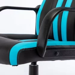 Компьютерное кресло БРАБИКС Стрипе ГМ-202 экокожа Черный-голубой / BRABIX Stripe GM-202