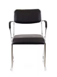 Кресло для посетителей Еверпроф Фикс Плус Хроме экокожа Черный / Everprof Fix Plus Chrome