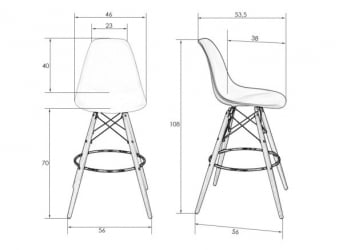 Стул барный ДОБРИН ДСВ БАР (ножки светлый бук, цвет сиденья светло-серый (ГР-01)) 2 шт / DOBRIN DSW BAR (GR-01))