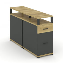 Тумба двухсторонняя опорная приставная с ящиком, распашным фасадом и надставкой CОНCЕПТ CН.ДТГО-006 Б/В Дуб Винченцо Антрацит / CONCEPT CN.DTGO-006 B/W