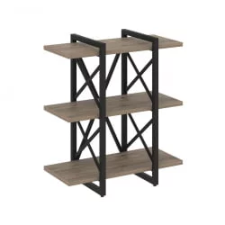 Стеллаж на регулируемых опорах - 3 полки ЛОФТ ВР.Л-МСТ.О-3.4В Металл черный Тиквуд темный / LOFT VR.L-MST.O-3.4V