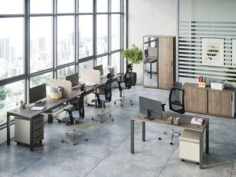 Бенч-система две столешницы Нев Лине НЛН36318334 Дуб шамони темный / New Line NLN36318334