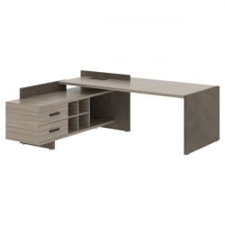 Стол руководителя правый ВООД&СТОНЕ СФ-531202 Дрифтвуд Бетон Чикаго темный / WOOD&STONE