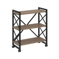Стеллаж на колесных опорах - 3 полки ЛОФТ  ВР.Л-МСТ.К-3.8 Металл черный Дуб Аризона / LOFT VR.L-MST.K-3.8