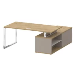 Стол руководителя с опорной греденцией , левый СХИФТ СК.СРГ-180 (Л) Тиквуд Светлый/Капучино / SHIFT SK.SRG-180 (L)