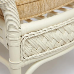 Комплект обеденный АНДРЕА ГРАНД (стол со стеклом+6 кресел+ подушки) ТCХ Вхите (белый), Ткань рубчик, цвет кремовый / ANDREA GRAND TCH White