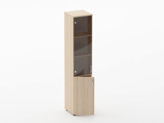Шкаф высокий со стеклом Глассй 6.19.15Л Бук светлый / Glassy