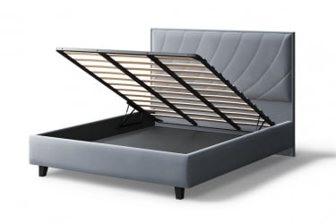 Кровать 160 на 200 СОФИЯ 2000*1600мм (на опорах), велюр НЕО 25 (серый), (б/основания, б/матраса) / NEO
