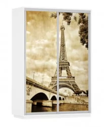 Шкаф-купе со стеклом Экспресс Дуо 1600х2200х Париж/Белый снег / 1600х2200h