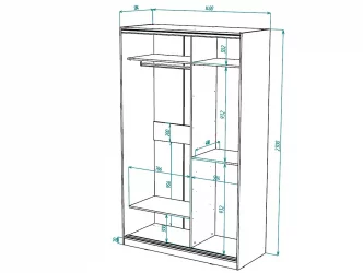 Шкаф-купе 2-х дверный Виктория 1400х584х2300, Белый 14ДЗДЗ-ПП-Б 310-63