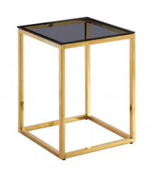 Стол квадратный ТАУН 40кс40 Золото (стекло смоке) / 40x40 smoke)