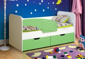 Кровать детская Винни-Пух  800*1900 Белый/Зеленый матовый