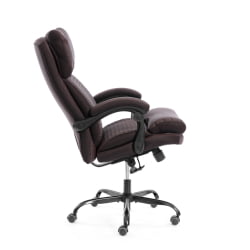 Кресло руководителя Чиеф металБЛ кож/зам/ткань, коричневый/коричневый стеганный, 36-36/36-36 стеганный/ТВ-24 / Chief metalBL стеганный/TW-24
