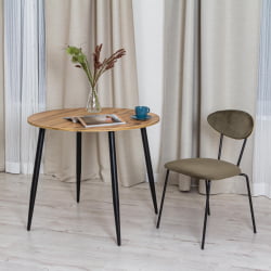 Круглый стол УРАНУС ЛДСП/металл, 90кс90кс77 см, Дуб вотан/Черный / URANUS 90x90x77