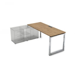 Стол рабочий, прямолинейный три опоры, левый ГЛОСС ЛИНЕ НСТЛ-О.985 Теаквоод / GLOSS LINE Teakwood