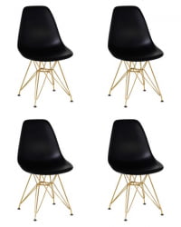 Стул обеденный ДОБРИН ДСР (ножки золотые, цвет чёрный (Б-03)) 4 шт / DOBRIN DSR (B-03))