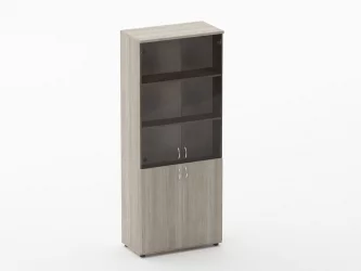 Шкаф высокий со стеклом Твин 16.16.131 Дуб Сантана светлый / Twin