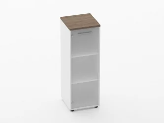 Шкаф 2 узкий 1 стеклянная дверь Дека 10.12.16Л Дуб Верцаска/Белый / Deka