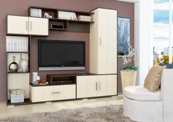 Современная стенка в гостиную Пекин Венге Дуб