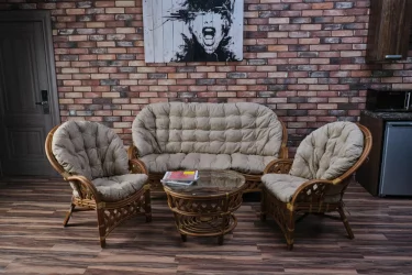 Комплект Черчилль/Рузвельт/Кобана с 3х местным диваном Черчилле6 миндаль матовый / Cherchille6