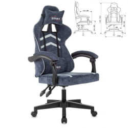 Кресло компьютерное БРАБИКС Шоотер ГМ-123, 2 подушки, ткань, синее/серое / BRABIX Shooter GM-123,