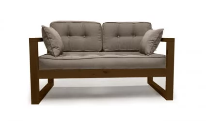 Диван двухместный ДЕмоку Д-2 бежевый_темный дуб / DEmoku