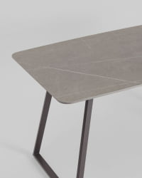 Стол обеденный Вермонт 140*80 см керамика темная ножки серые / Vermont