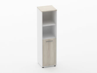 Шкаф 3 узкий 2 полки открытые, 2 полки закрытые Дека 10.16.11Пр Дуб Сантана светлый/Белый / Deka