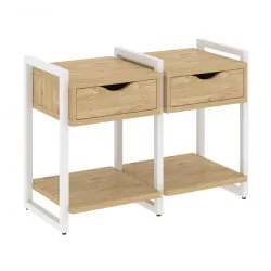 Тумба на регулируемых опорах наборная. Вариант №1 ЛОФТ ВР.Л-ТН-1.О Металл белый Тиквуд светлый / LOFT VR.L-TN-1.O