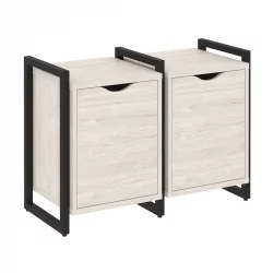 Тумба на регулируемых опорах наборная. Вариант №2 ЛОФТ ВР.Л-ТН-2.О Металл черный Денвер светлый / LOFT VR.L-TN-2.O