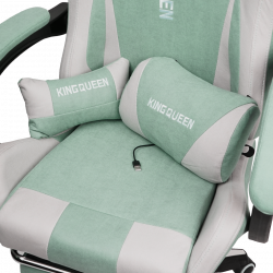 Геймерское кресло 1208, замша, цвет сине-белый с массажем, арт 1208-Блуе-Вхите / 1208-Blue-White