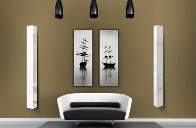 Поворотный шкаф в белом глянцевом стекле Иглу Шелф Беленый дуб