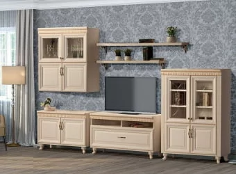 Комплект мебели для гостиной Марлен №9 Кремовый белый Патина