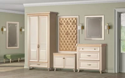 Комплект мебели для прихожей Марлен №10 Кремовый белый Патина