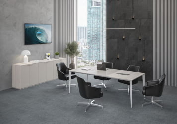 Комплект мебели для переговорной Атлас №08 Ясень Наварра Серый камень Алюминий / Atlas